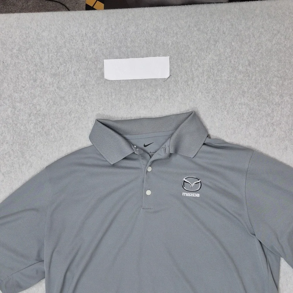 Nike‎ Men Polo L Gray Embroidered Logo Activewear Short Sleeve